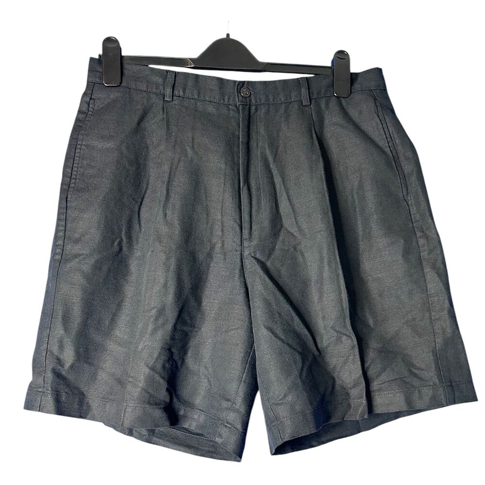 Dockers Womens Black Linenโ Shorts Sz 16 Classic Minimalist Cotton Preppy Resort